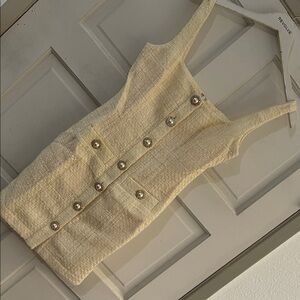 Lovers + Friends Cream Dress with Gold Accents